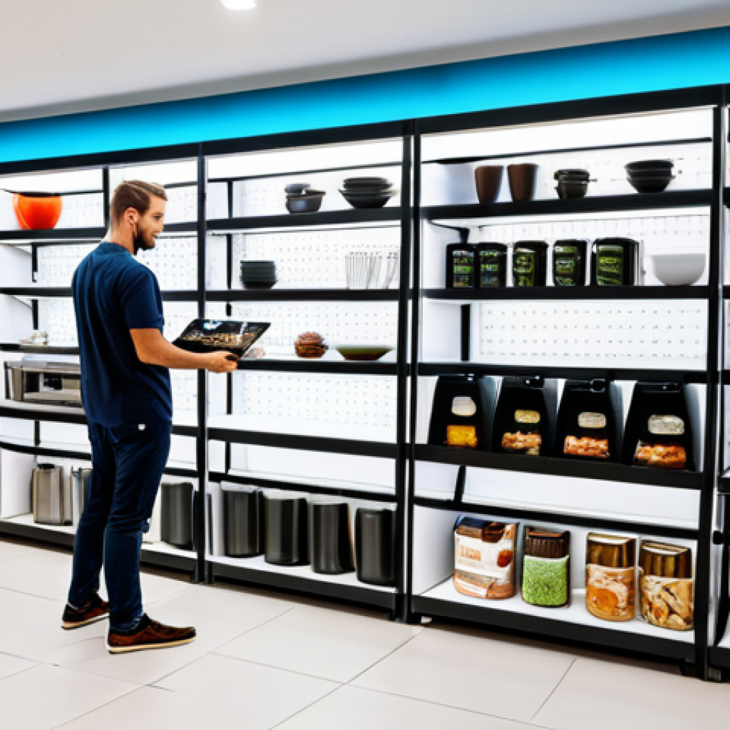 **
"A thriving e-commerce store display showcasing niche kitchen gadgets, professional product photography, bright and inviting studio lighting, fully clothed shoppers browsing the selection, appropriate content, safe for work, perfect anatomy, correct proportions, professional"
**