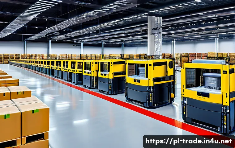 무역업계의 최신 뉴스와 트렌드 - A high-tech international logistics warehouse featuring advanced automation and robotics systems in ...