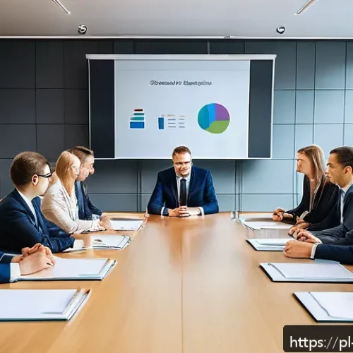 Home 30 무역 실무에서의 에티켓 - A professional business meeting scene set in Poland, featuring a diverse group of people dressed in ...